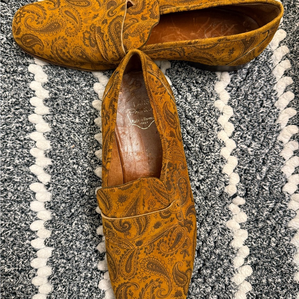 Paisley Loafers in Mustard and Brown